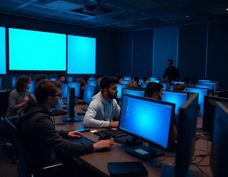 Sala de aula de cursos de tecnologia